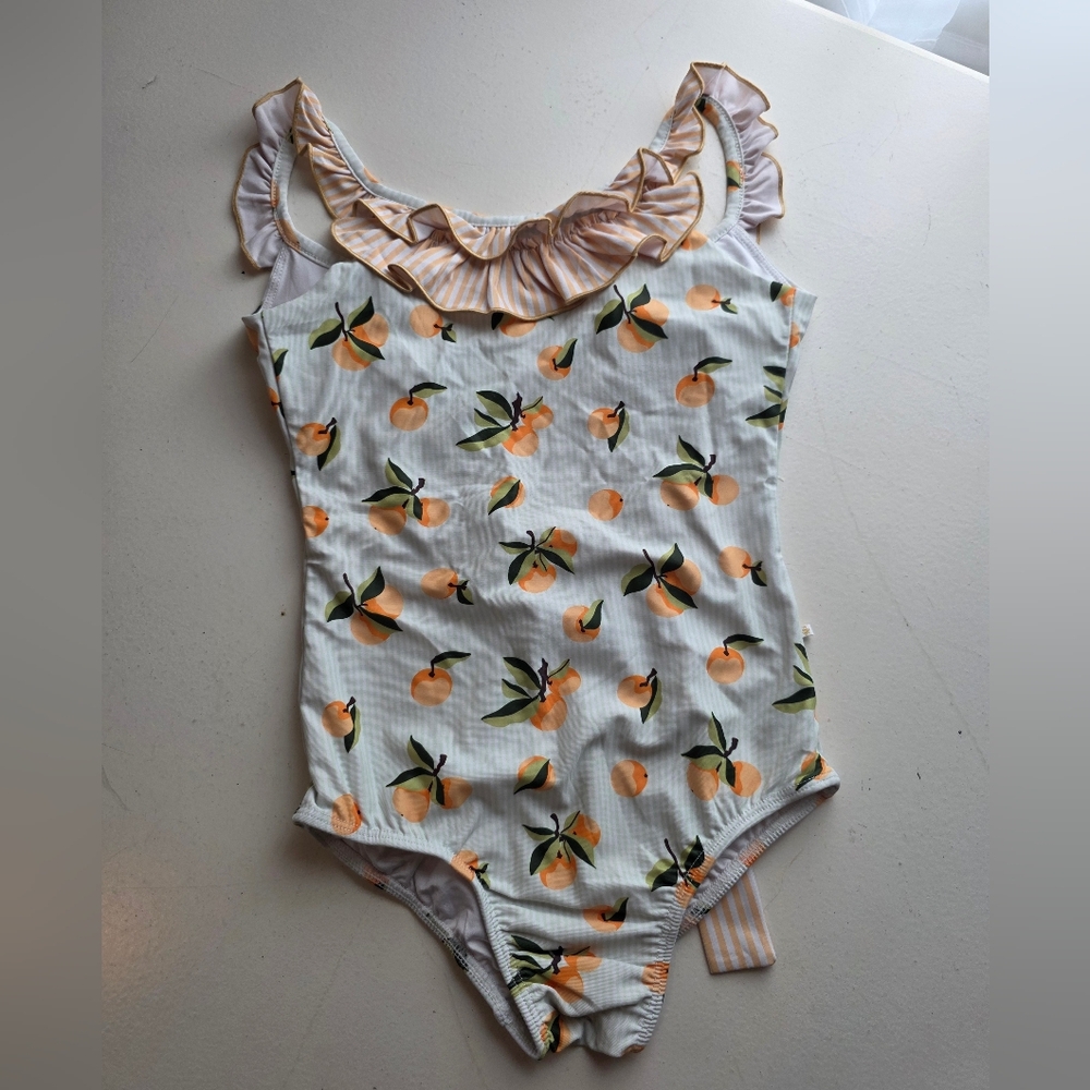 SweetHoney Kids Swim One Piece with Orange and Cream Design